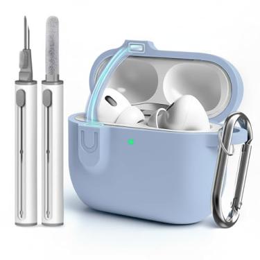 Imagem de Woyinger Capa compatível com AirPod 4 com kit de limpeza, capa de silicone macio para AirPods 4 vem com trava magnética e chaveiro - sólida para mulheres/homens, lilás