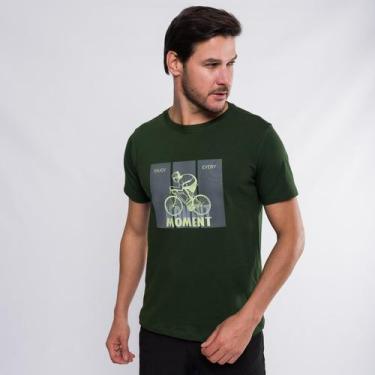 Imagem de Camiseta Casual Masculina Marcio May Enjoy Every Moment Verde, GG, Ver