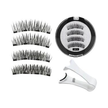 Imagem de Cílios Postiços Magnéticos 3D Naturais Reutilizáveis Conjunto De 4 Cíl