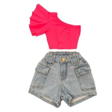 Imagem de Roupa Infantil Feminina Cropped Mula Manca E Short Cargo - Mini Diva, 