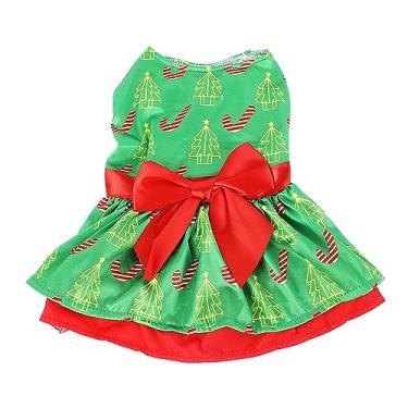 Imagem de Vestido de cachorro Ainoli fashion fofo com estampa de árvore de Natal vestido de verão para festa de Natal diariamente (S)