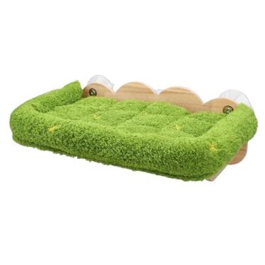 Imagem de Diydeg Poleiro de Janela para Gato, Cama de Rede para Janela de Gato Com 5 Ventosas Fortes, Estrutura de Madeira, Almofada de Descanso de Pelúcia Confortável, 20,87 X 13 X 4,92 pol.