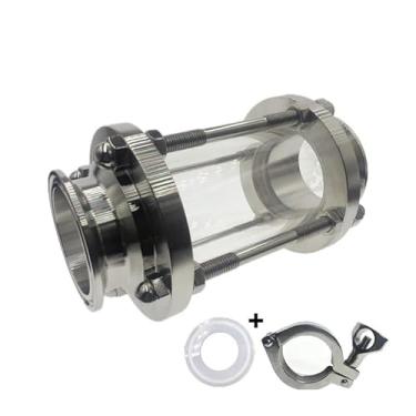 Imagem de Dioptria de vidro de visão de fluxo tipo braçadeira tripla de 5 cm para produto diário de fermentação caseira aço inoxidável SS304 virola OD 64 mm WWECCQIJ