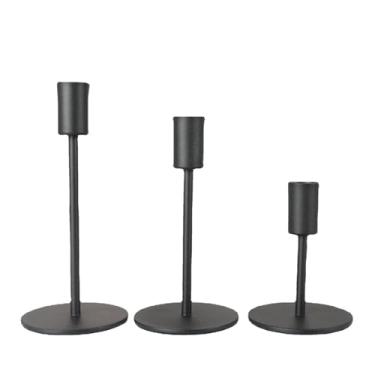 Imagem de Castiçal preto retrô castiçal estilo europeu suporte de vela ornamentos mesa de vela