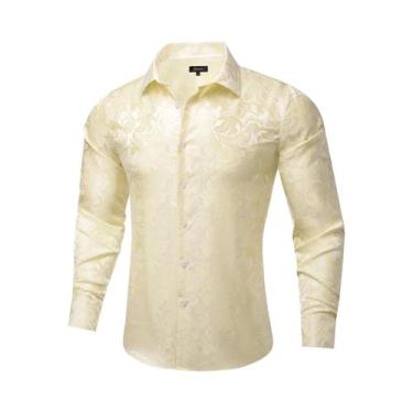 Imagem de Camisa Social Masculina De Luxo Roxa Com Estampa Paisley Em Poliéster 