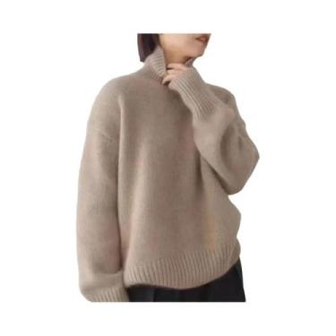 Imagem de Suéter De Tricô Feminino De Gola Alta, Moda Coreana De Outono, Cor Sól