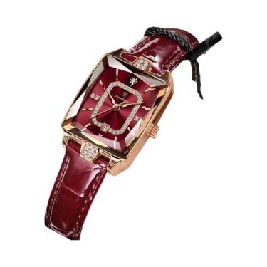 Imagem de Relógio De Pulso Feminino De Quartzo Em Couro Impermeável De Luxo POED