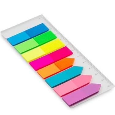 Imagem de Adesivos Marcador De Página Neon 8 Cores Acompanha Régua - Maxprint