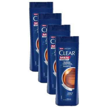 Imagem de kit 4 Shampoo Clear Men Anticaspa Queda Control 200ML