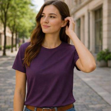 Imagem de Blusa Gola Redonda Feminina e Mangas Curtas- Malwee, XGG, Ripe plum