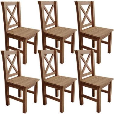 Imagem de Kit 06 Cadeiras Decorativas Rústica Para Sala De Jantar Dalla Madeira 
