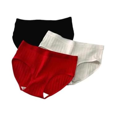 Imagem de Calcinhas De Algodão Estilo Esportivo plus Size Para Mulheres, 3 Peças