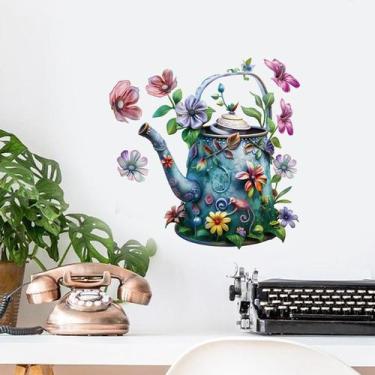 Imagem de Adesivos de parede Vintage Regador Autoadesivo em PVC Floral - yiweisa