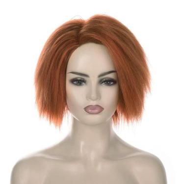 Imagem de Peruca de cosplay volumosa curta laranja sintética para adolescentes -