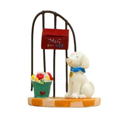 Imagem de Sculpture Garden Resin Dog com caixa de correio e vaso de flores 5,8 x