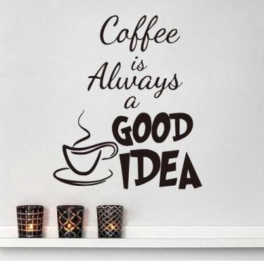 Imagem de Adesivos de parede Café é sempre uma boa ideia PVC 20x58cm - yiweisai