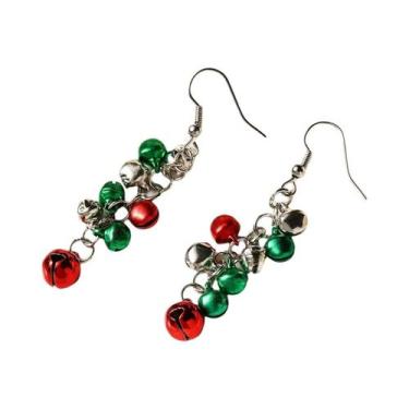Imagem de Brincos De Sino De Natal Vermelho E Verde Com Globo De Neve, Joia Femi