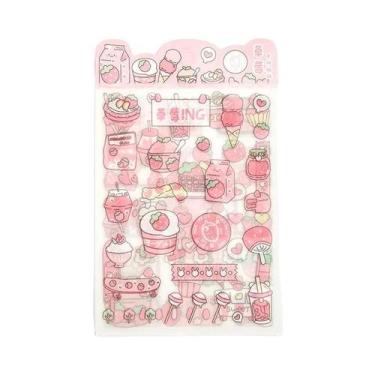 Imagem de Pacote De Adesivos Decorativos PET Rosa Kawai 4 Peças Para Scrapbookin