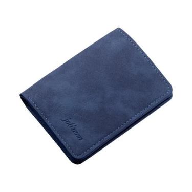 Imagem de Carteira Masculina Mini Fina Vertical De Couro PU, Porta-Cartões E Por