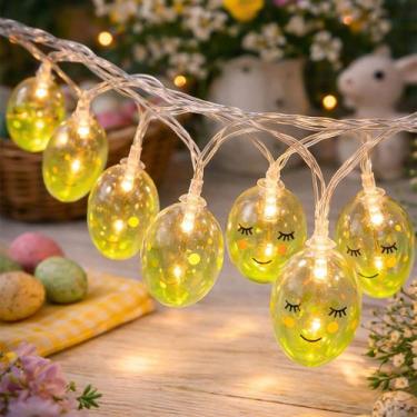 Imagem de Pisca Varal Cordão Ovos Páscoa 10 Lâmpadas LEDs Amarelo 1,5m - Gici Im