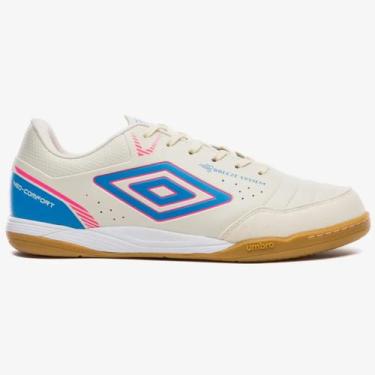 Imagem de Chuteira Futsal Umbro Neo Comfort Unissex Branco, Branco azul rosa, 40