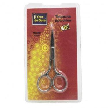 Imagem de Tesoura para unhas ponta curva cruz de ouro - Baldin Distrib