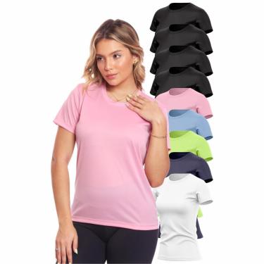 Imagem de Kit 9 Camisas Academia Esportiva Com Proteção Uv Feminina-Feminino
