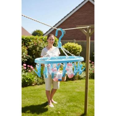 Imagem de Varal Oval 18 Prendedores Plástico Cores Sortidas Secagem - Congratula