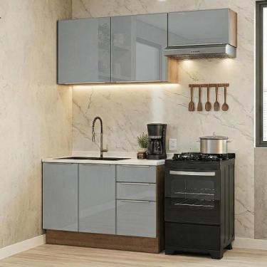 Imagem de Armário de Cozinha Compacta 180 cm Lux Madesa 03, Rustic/Cinza