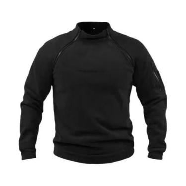 Imagem de Moletom Militar Masculino Com Gola Alta Em Fleece, Pullover Tático Par