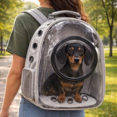 Imagem de Mochila de Transporte Pet Visor Bolha Panorâmico Lovely Vibe, cinza