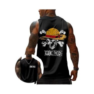 Imagem de Camiseta Regata Masculina De Algodão Solta Com Estampa Do Anime Luffy,