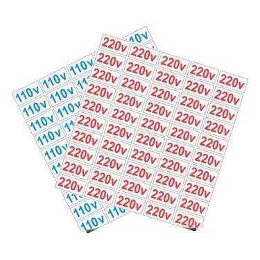 Imagem de 100 Etiquetas Adesivas Voltagem Tomada 220v e 110v Identificação de To
