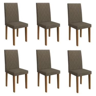 Imagem de Kit 6 Cadeiras De Jantar Estofadas 43,5cm Multimóveis CR50220 Cacau - 