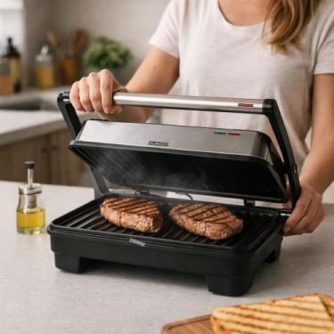 Imagem de Sanduicheira Grill Elétrica 1000W Inox 127V Antiaderente - STARTOOLS, 