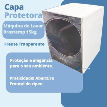 Imagem de Capa para máquina de lavar abertura frontal brastemp 15kg transparente