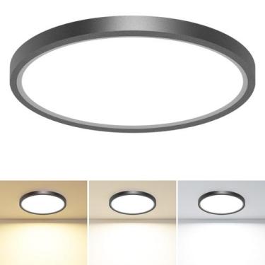 Imagem de Luminária de teto LED embutida Slochi 12 polegadas 24 W 3200 lm preta