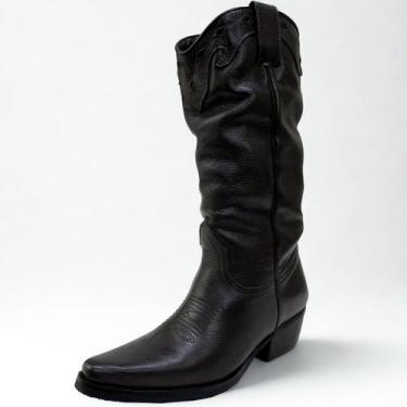 Imagem de Bota Texana Bico Fino Feminina Couro Marrom Oklahoma Country, Marrom, 