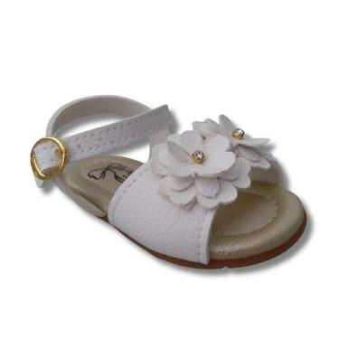 Imagem de Sandália Infantil Feminina Cup Cake Klin 515223000, Branco, Dourado, 1