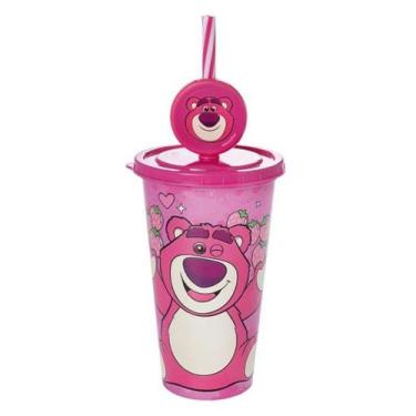 Imagem de Copo Infantil com Canudo Reutilizável Lotso 500ml - PLASUTIL, Rosa