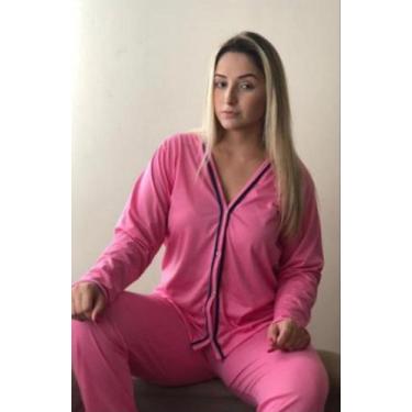 Imagem de Pijama de frio americano aberto com botões, cirurgico amamentar gestaç