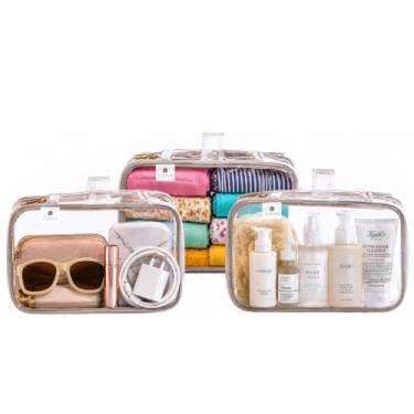 Imagem de Bubag Kit 3 Necessaire Organizadora Multiuso Transparente TAM PP