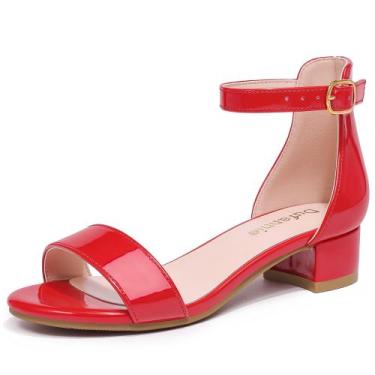 Imagem de Sapatos sociais Dufannie Red Little Girl Heels for Kids Flower Girl Sa
