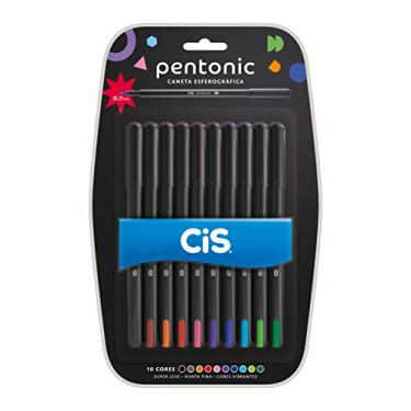 Imagem de Caneta Esferográfica CIS Pentonic 0.7mm, Estojo com 10 unidades sortidas, Multicor