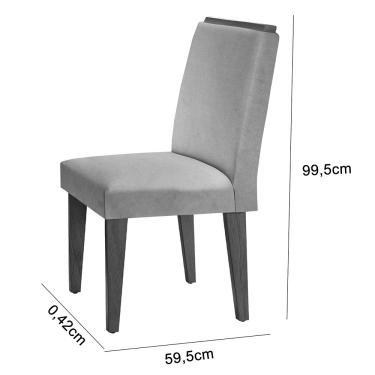 Imagem de Mesa Aster 180 Tampo em MDF Canto Reto com 6 Cadeiras Lunara Moderna - Creme, Off White e Imbuia