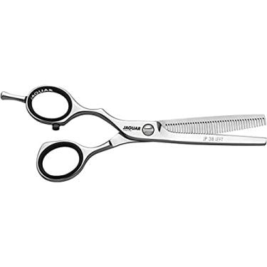 Imagem de Jaguar Tesouras White Line JP 96 13 cm, canhoto, mais fino, profissional, ergonômico, aço para afinar o cabelo, texturização, corte e corte para cabeleireiros, embelezadores e barbeiros