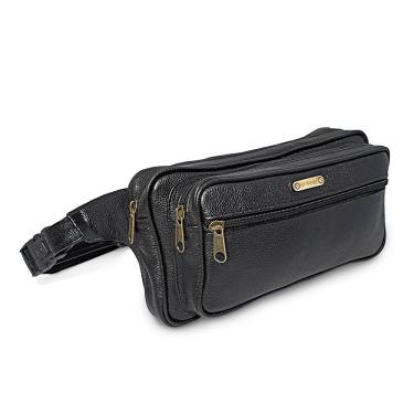 Imagem de Pochete Extra Grande Masculina De Couro Espaçosa Resistente - Le Voyage