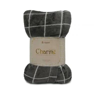 Imagem de Roupão com Capuz Adulto Appel Charme Microfibra Flannel Squares Grafite