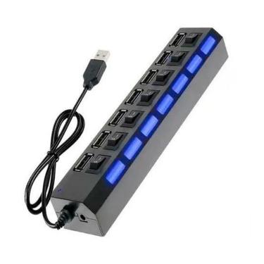 Imagem de Hub Usb 2.0 7Portas Pen Drive Teclado Com Chave Liga/Desliga