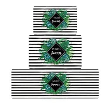 Imagem de Tapetes de banheiro, tapetes macios de banheiro - tapete de banheiro com água de secagem rápida, tapete de banheiro fino sob a porta, tapetes de banheiro antiderrapantes para banheiro, lavagem na máquina (60 x 91 cm branco listrado)